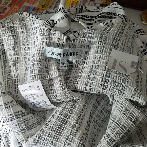 NWT Almost Famous Dress Large Black White Ruffled High Low - Picture 4 of 8